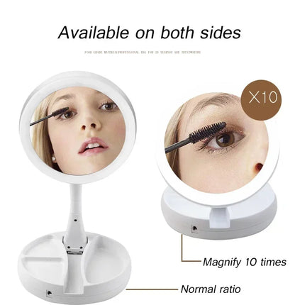 10x Magnifying Makeup Mirror With Light White LED