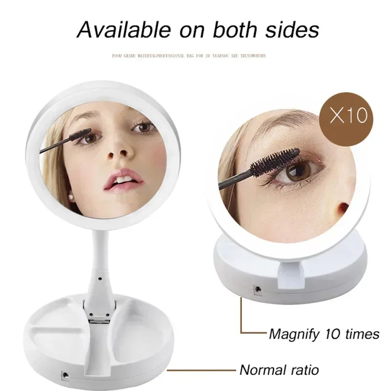 10x Magnifying Makeup Mirror With Light White LED