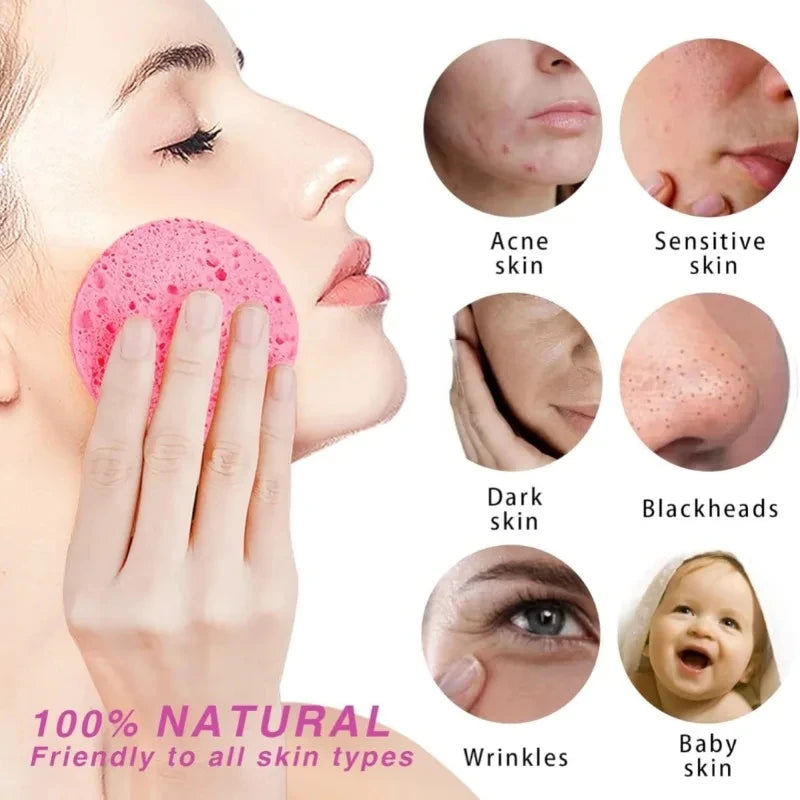 10PCS Compress Face Wash Puff Natural